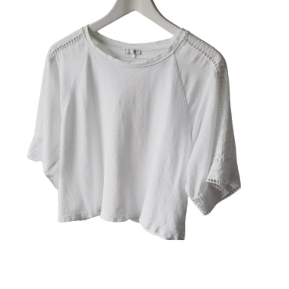 White Zara sleeve detail cropped blouse